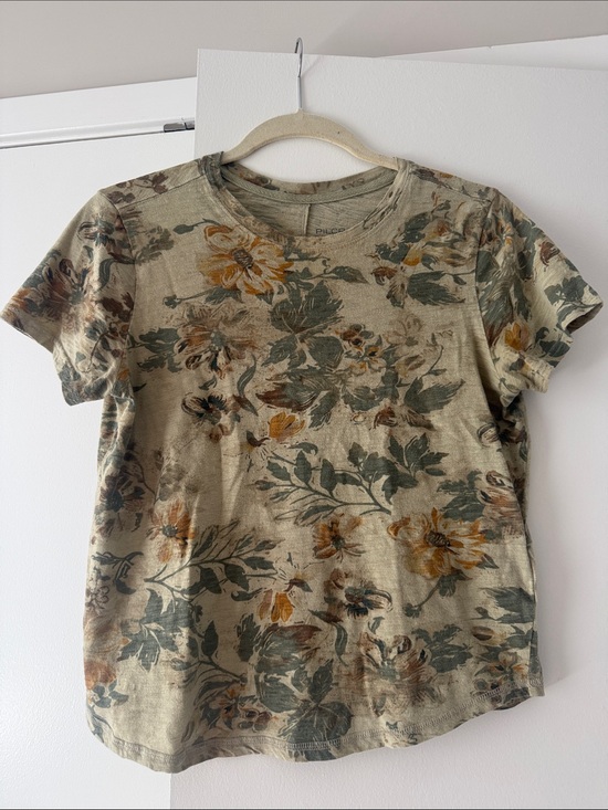Pilcro Tops - Pilcro Olive Floral Crewneck Tee with Mustard Accents